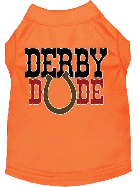 Derby Dude Screen Print Dog Shirt Orange XS